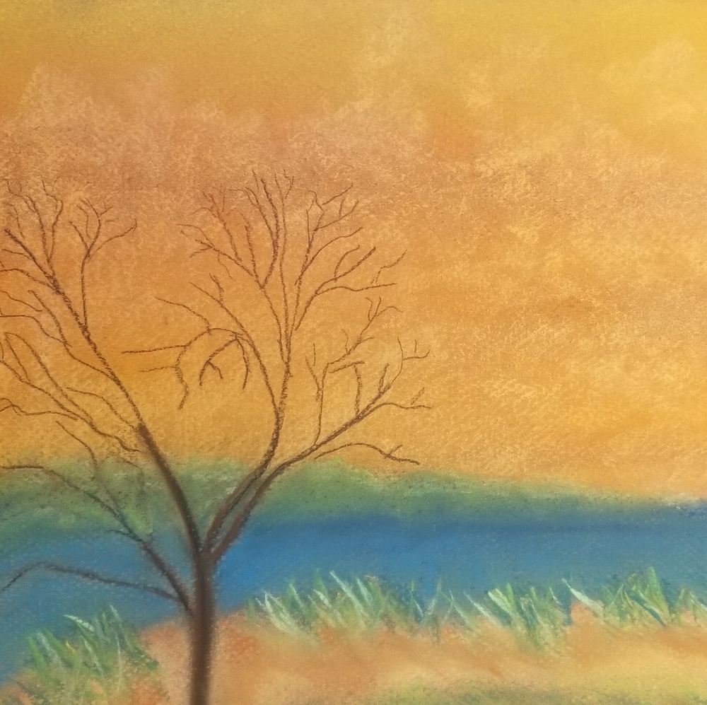 Lonely Riverside Tree painting original artwork